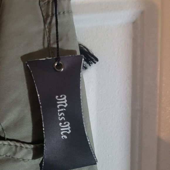 CmY2K Miss Me CP1246C Cargo Khaki Olive Green Pants Sz27 Nwt Beaded Rhinistone - Picture 5 of 10